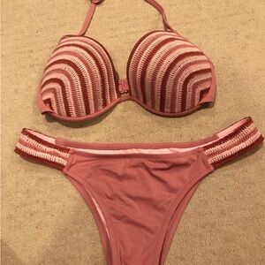 Shade and Shore Striped Pink Bikini Set